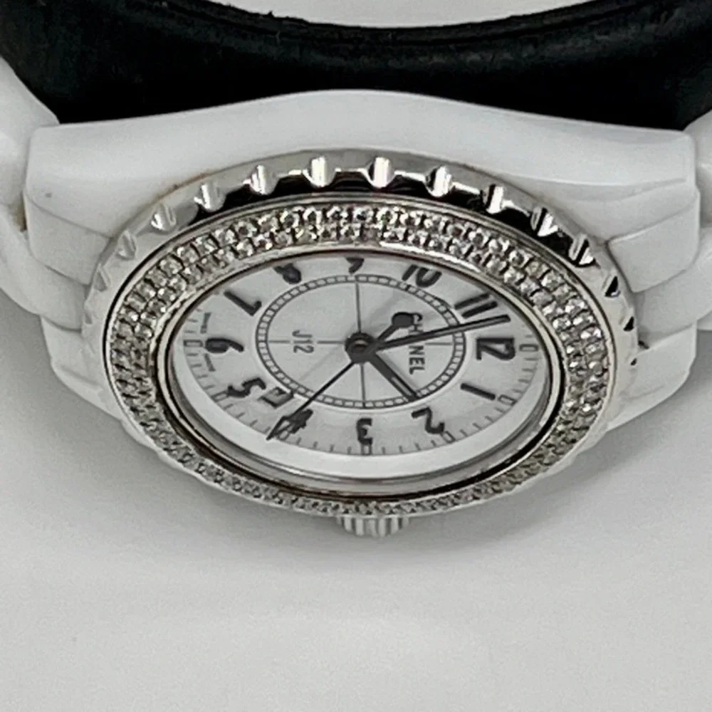 Chanel J12 White Ceramic Diamond Bezel‎ Watch Swiss Made H0968 H0967